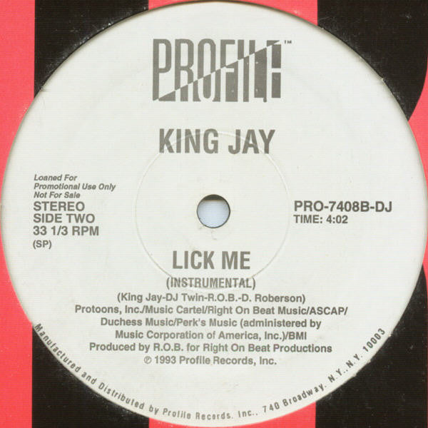 King Jay : Lick Me (12", Promo)