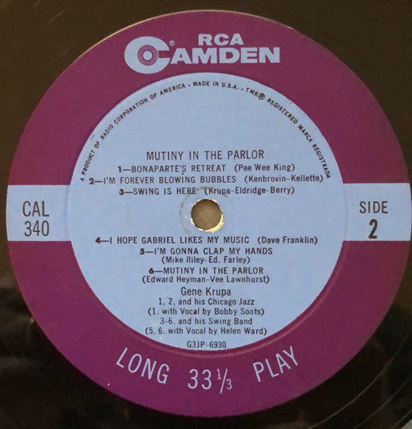 Gene Krupa And His Orchestra : Mutiny In The Parlor (LP, Comp, Mono)