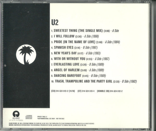 U2 : Selections From U2 The Best Of 1980 - 1990 (CD, Comp, Promo, Smplr)