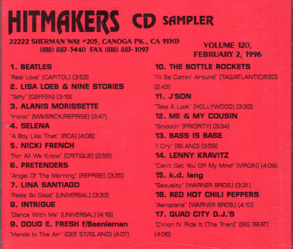 Various : Hitmakers Top 40 CD Sampler Volume 120 February 2, 1996 (CD, Promo, Smplr)