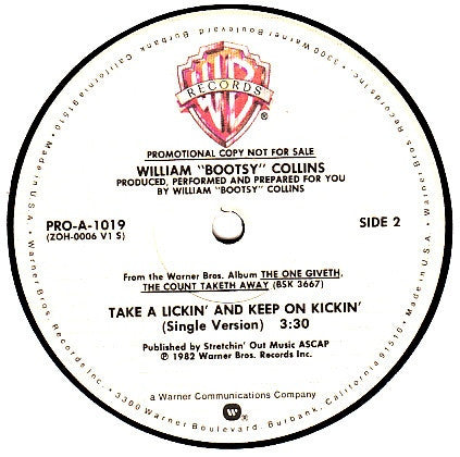 Bootsy Collins : Take A Lickin' And Keep On Kickin' (12", Promo)