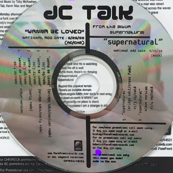 DC Talk : Wanna Be Loved / Supernatural (CD, Single, Promo)