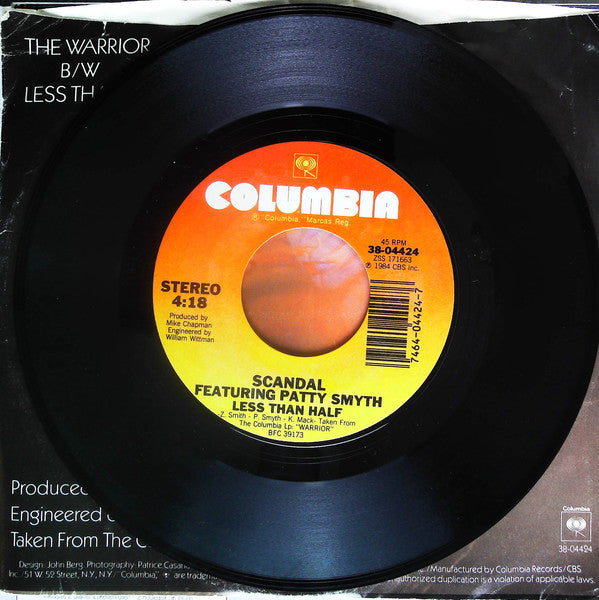 Scandal (4) Featuring Patty Smyth : The Warrior (7", Styrene, Car)