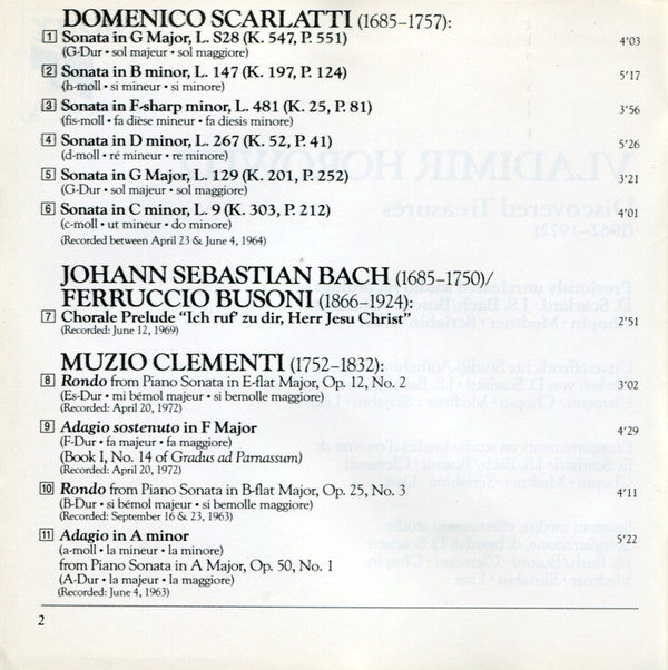Vladimir Horowitz : Discovered Treasures (CD)