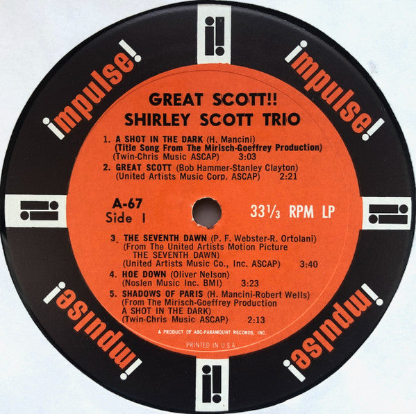Shirley Scott Trio : Great Scott!! (LP, Album, Mono, RVG)