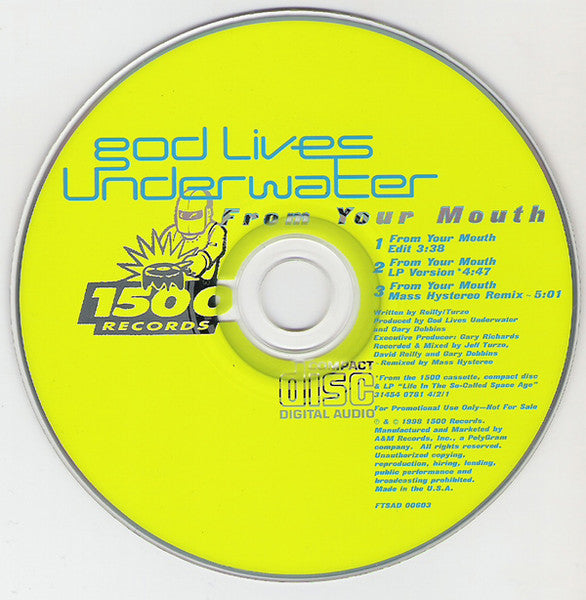 God Lives Underwater : From Your Mouth (CD, Single, Promo)