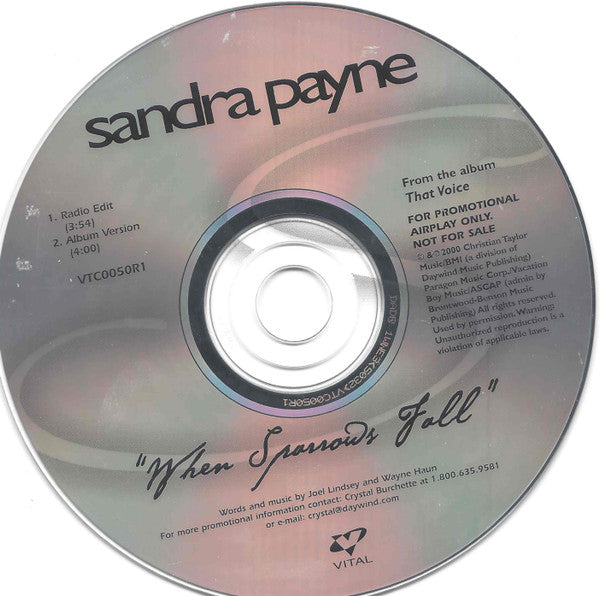 Sandra Payne : When Sparrows Fall (CD, Single, Promo)