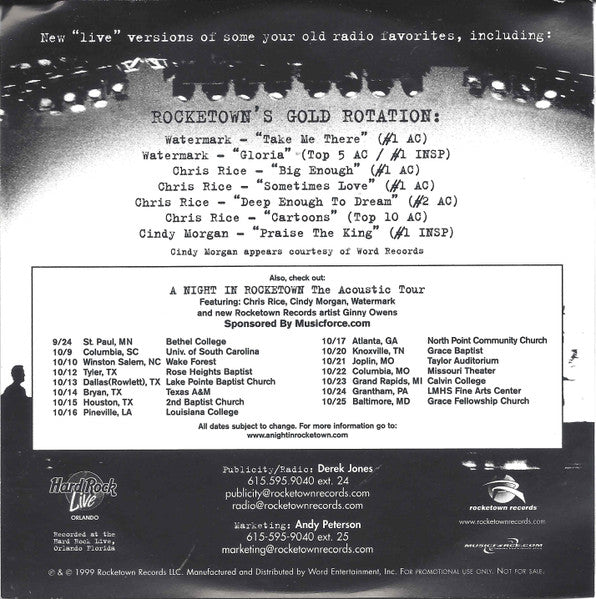 Various : A Night In Rocketown: The Radio Favorites (CD, MiniAlbum, Comp, Promo)