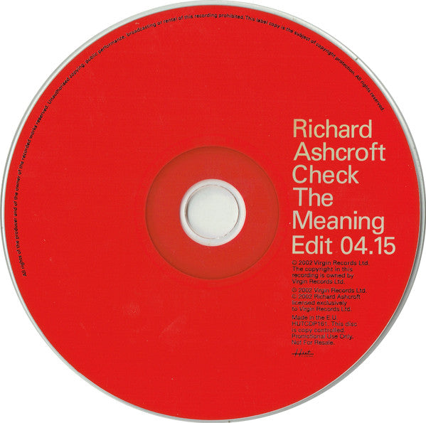 Richard Ashcroft : Check The Meaning (CD, Single, Copy Prot., Promo, Car)