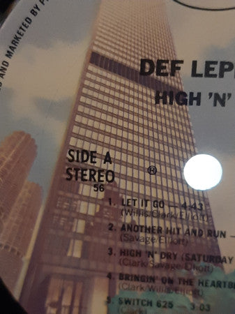 Def Leppard : High 'N' Dry (LP, Album, Club, 56 )