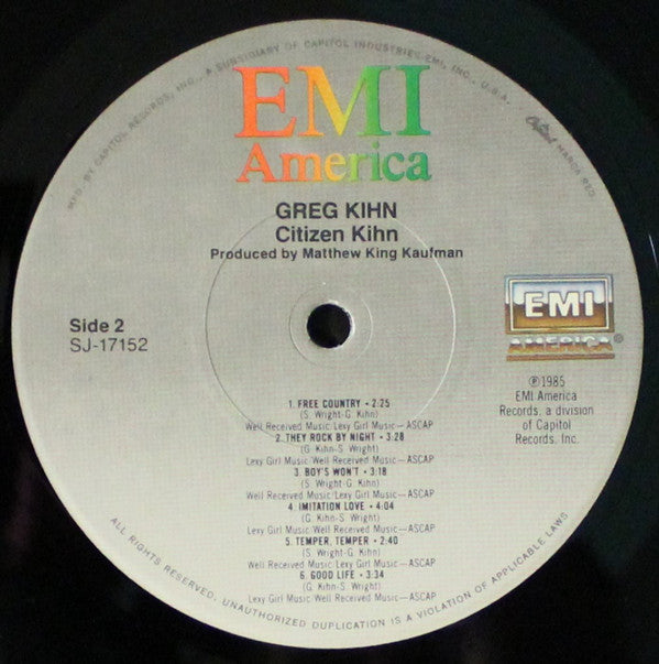 Greg Kihn : Citizen Kihn (LP, Album, Los)