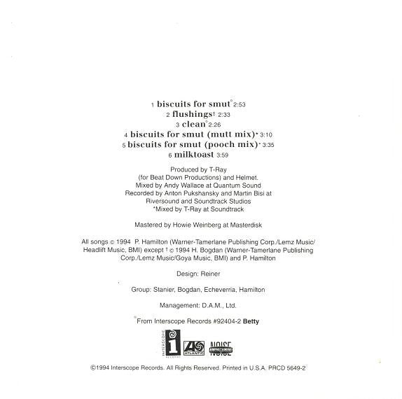 Helmet (2) : Biscuits For Smut (CD, Single, Promo)