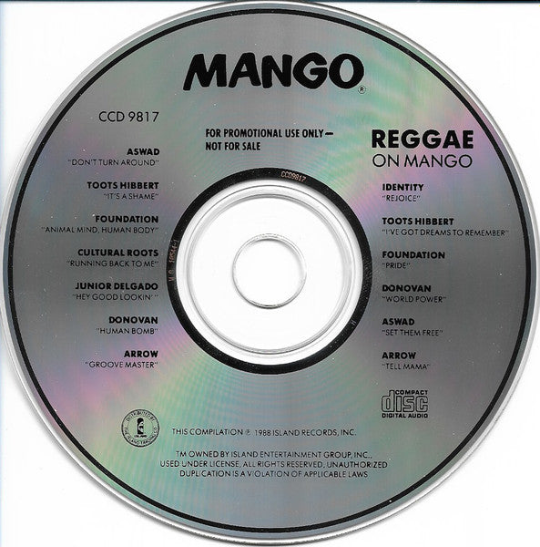 Various : Reggae On Mango (CD, Comp, Promo)