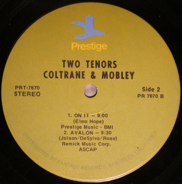 John Coltrane With Hank Mobley : 2 Tenors (LP, Album, RE, RM)