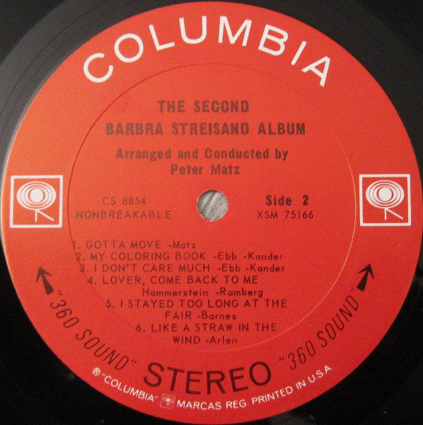 Barbra Streisand : The Second Barbra Streisand Album (LP, Album, 7)
