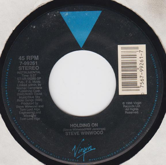 Steve Winwood : Holding On (7", Single)