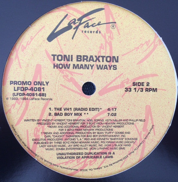 Toni Braxton : How Many Ways (12", Promo)