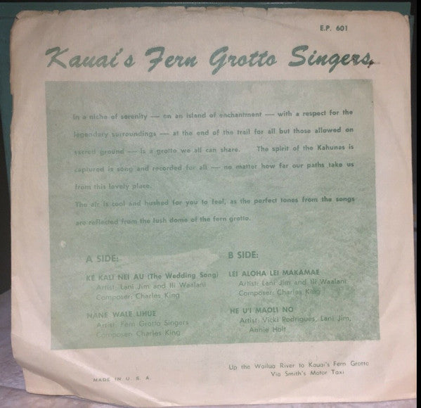 Kauai's Fern Grotto Singers : The Wedding Song (Ke Kali Ne Au) (7")