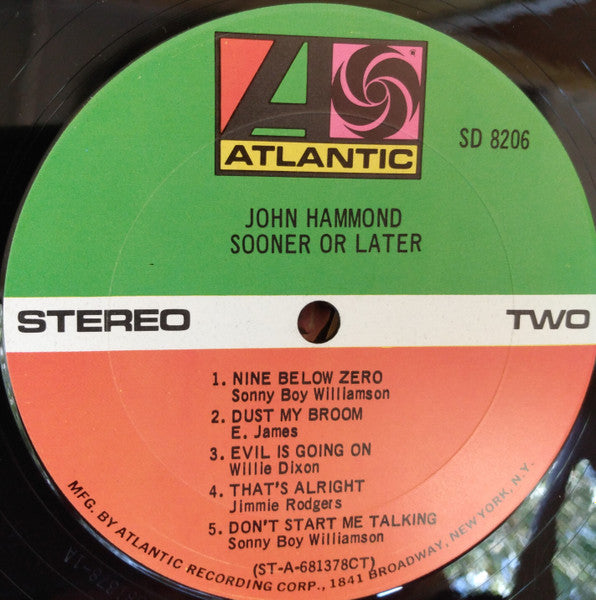 John Paul Hammond : Sooner Or Later (LP, Album, Ter)