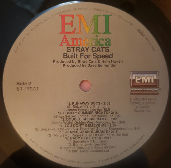 Stray Cats : Built For Speed (LP, Album, Comp, Jac)