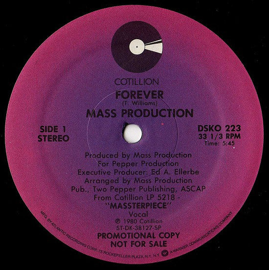 Mass Production : Forever (12", Promo)