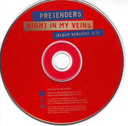 The Pretenders : Night In My Veins (CD, Single, Promo)