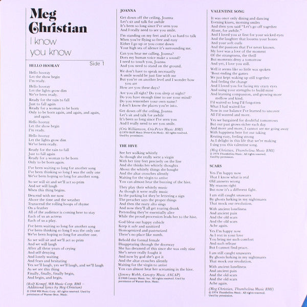 Meg Christian : I Know You Know (LP, Album)