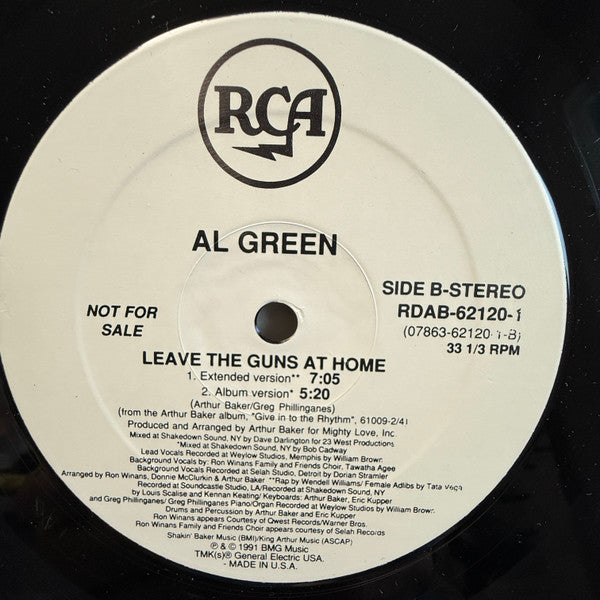 Arthur Baker featuring Al Green : Leave The Guns At Home (12", Promo)