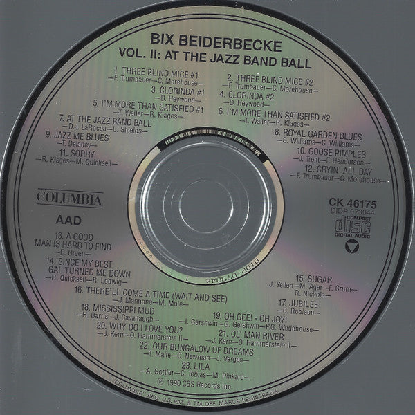 Bix Beiderbecke : Volume 2 : At The Jazz Band Ball (CD, Comp, Mono, RM)