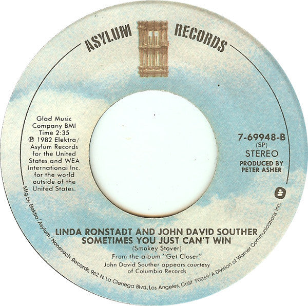 Linda Ronstadt : Get Closer (7", Single, Spe)