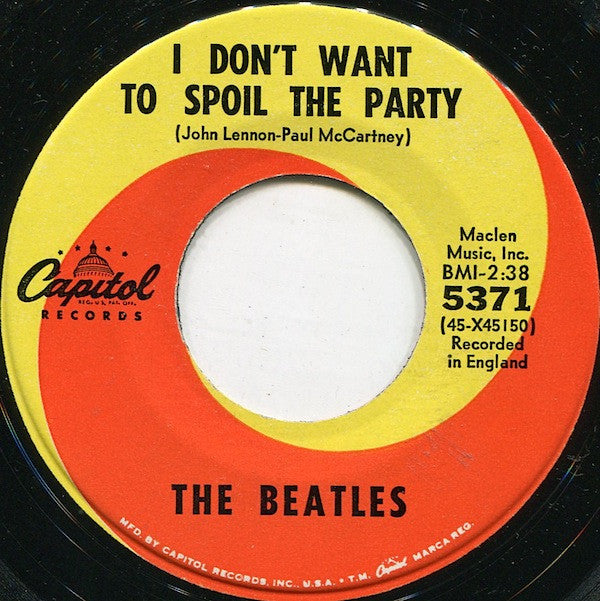 The Beatles : Eight Days A Week / I Don't Want To Spoil The Party (7", Single, Scr)