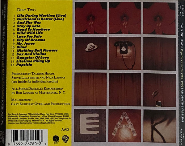 Talking Heads : Sand In The Vaseline - Popular Favorites: 1984-1992 (CD, Comp, RM)