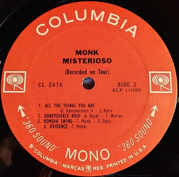 Thelonious Monk : Misterioso (LP, Album, Mono)