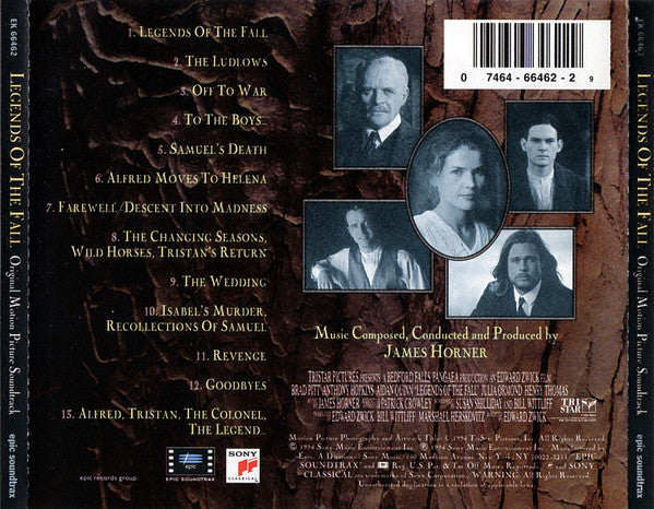 James Horner : Legends Of The Fall (Original Motion Picture Soundtrack) (CD, Album, Pit)
