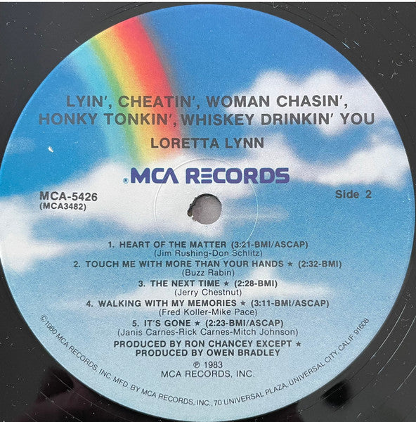 Loretta Lynn : Lyin', Cheatin', Woman Chasin', Honky Tonkin', Whiskey Drinkin' You (LP, Album, Pin)