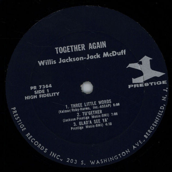 Willis Jackson With Brother Jack McDuff : Together Again! (LP, Album, Mono)