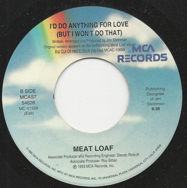 Meat Loaf : I'd Do Anything For Love (But I Won't Do That) (7", Single)