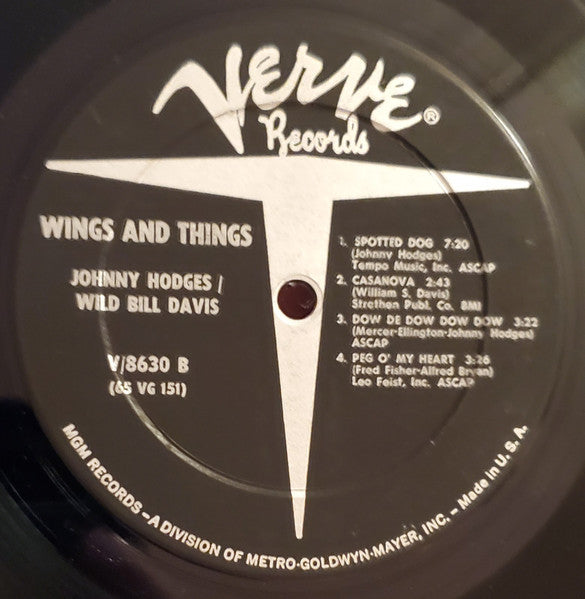 Johnny Hodges & Wild Bill Davis : Wings And Things (LP, Mono)