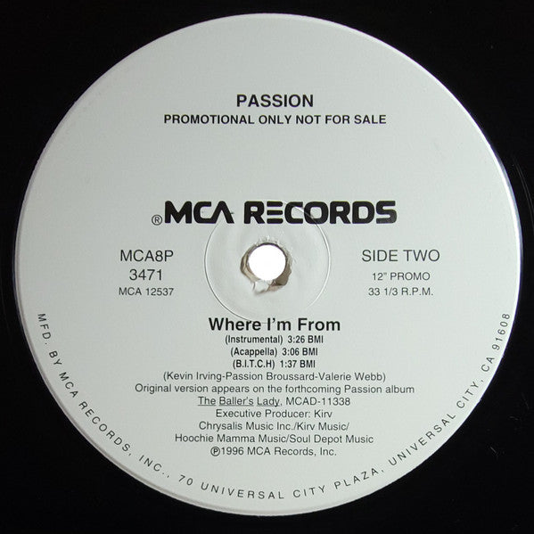 Passion : Where I'm From (12", Promo)