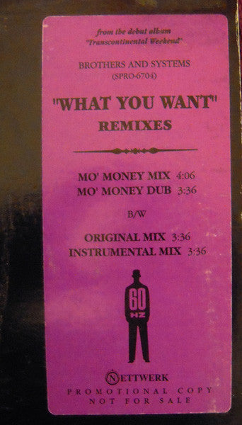Brothers And Systems : What You Want (Remixes) (12", Promo)
