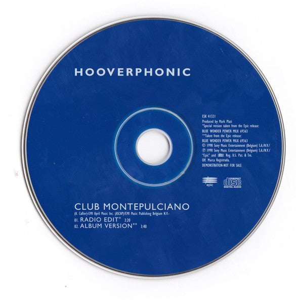 Hooverphonic : Club Montepulciano (CD, Single, Promo)