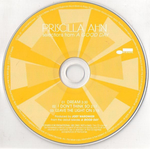 Priscilla Ahn : Selections From A Good Day (CD, Single, Promo)