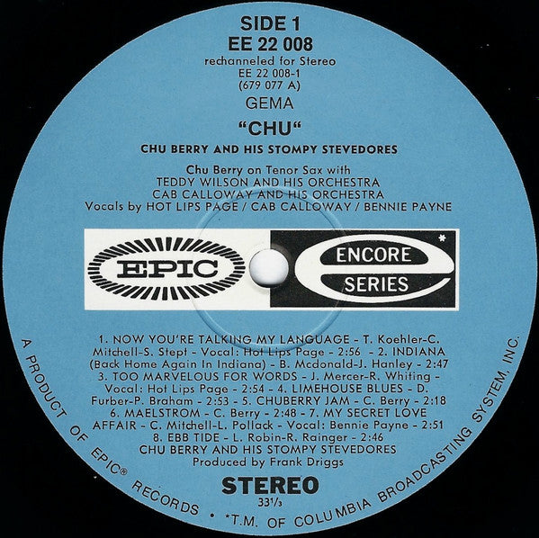 Chu Berry And His Stompy Stevedores, Teddy Wilson And His Orchestra, Cab Calloway And His Orchestra : "Chu" (LP, Comp)