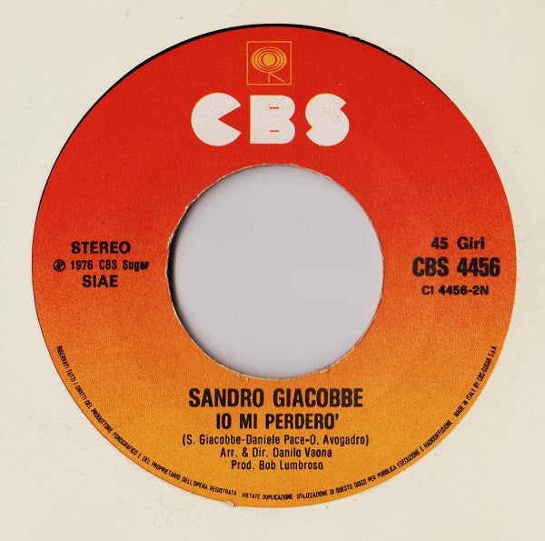 Sandro Giacobbe : Il Mio Cielo, La Mia Anima (7")