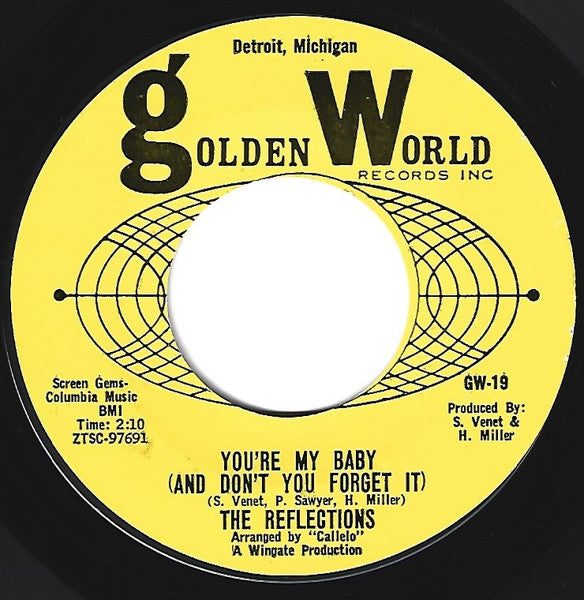The Reflections (2) : Shabby Little Hut / You're My Baby (And Don't You Forget It) (7", Single, Mono)