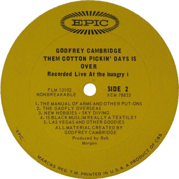 Godfrey Cambridge : Them Cotton Pickin' Days Is Over (LP, Album, Mono)