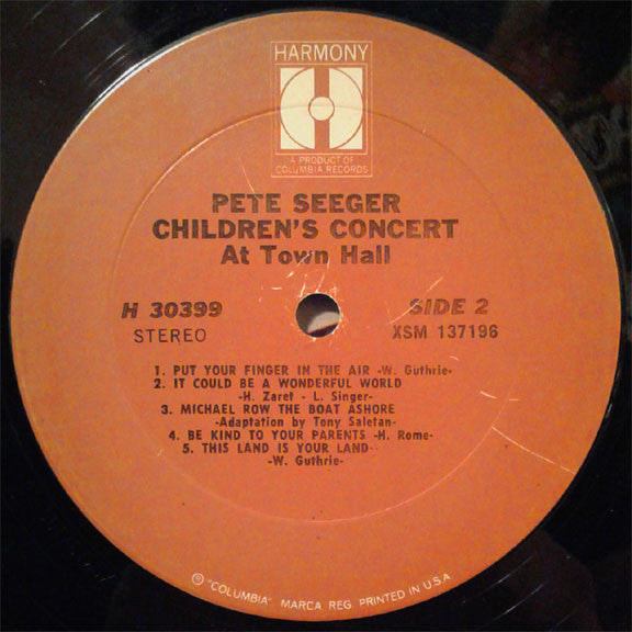 Pete Seeger : Children's Concert At Town Hall (LP, Album, RE)