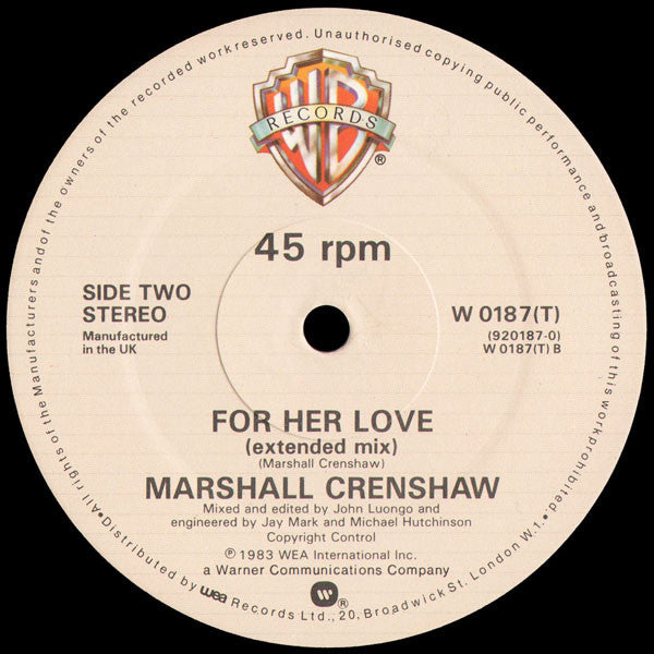 Marshall Crenshaw : U.S. Remix (12", EP)