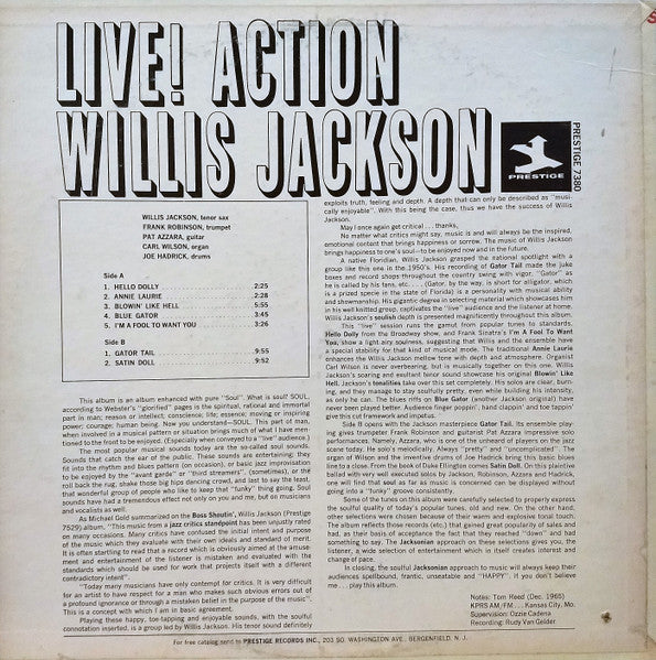 Willis Jackson : Live! Action (LP, Album, Mono)