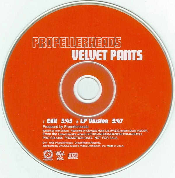 Propellerheads : Velvet Pants (CD, Single, Promo)